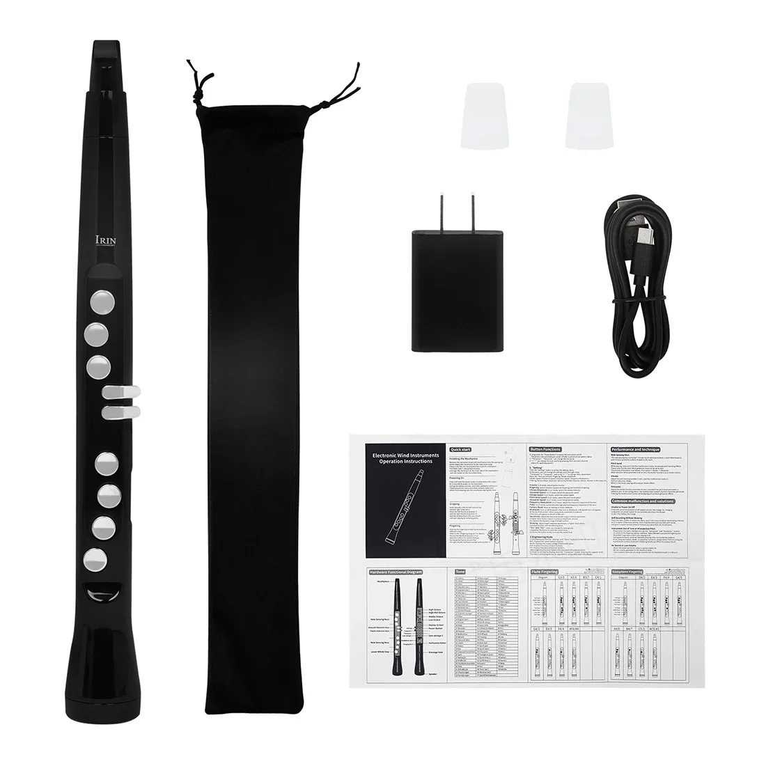 IRIN Electric Blowpipe Mini Sax Flute Dual Fingering LCD Display 