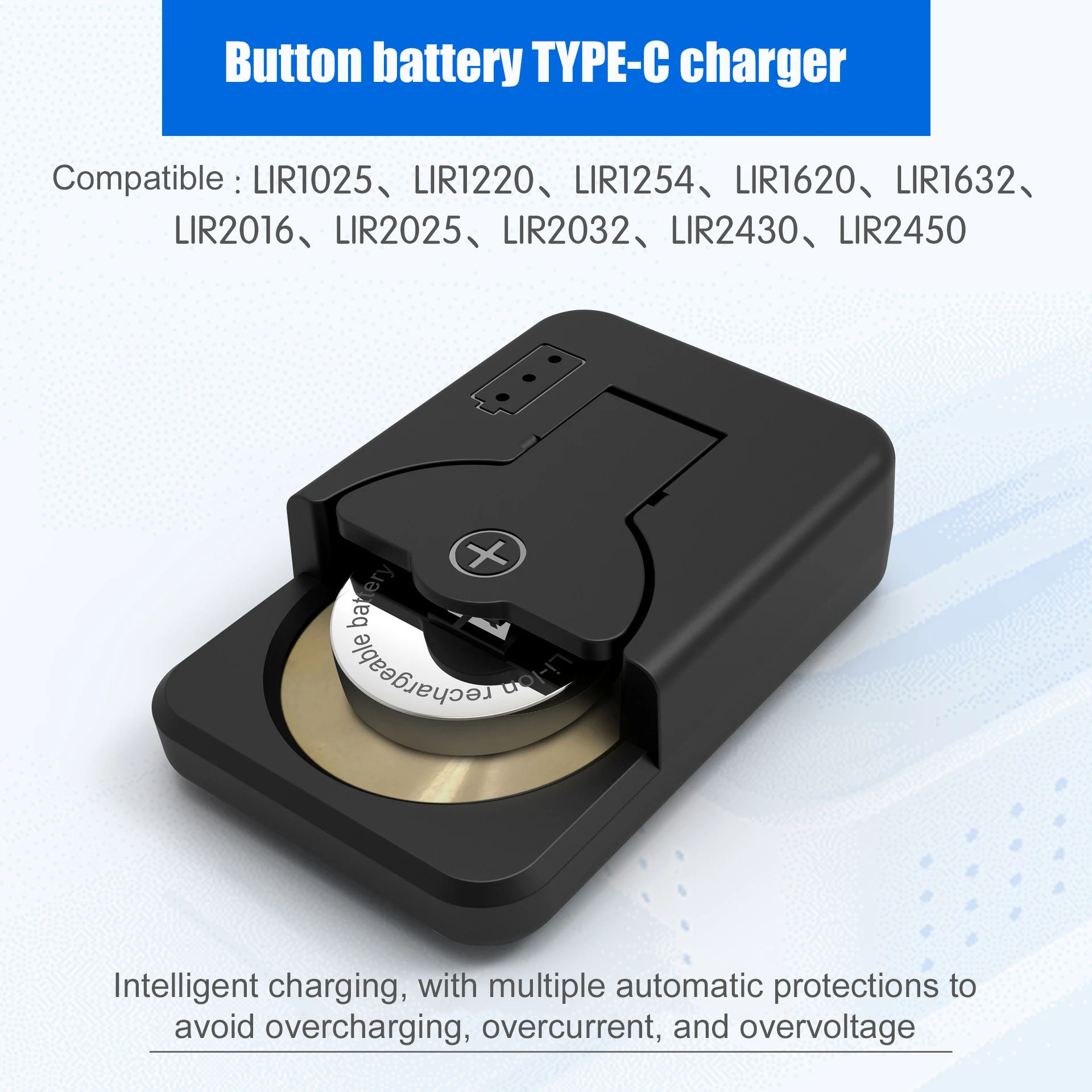 Portable Type-C Lithium Button Battery Charger For Multiple household uses Wide Compatibility Efficient Intelligent Charging