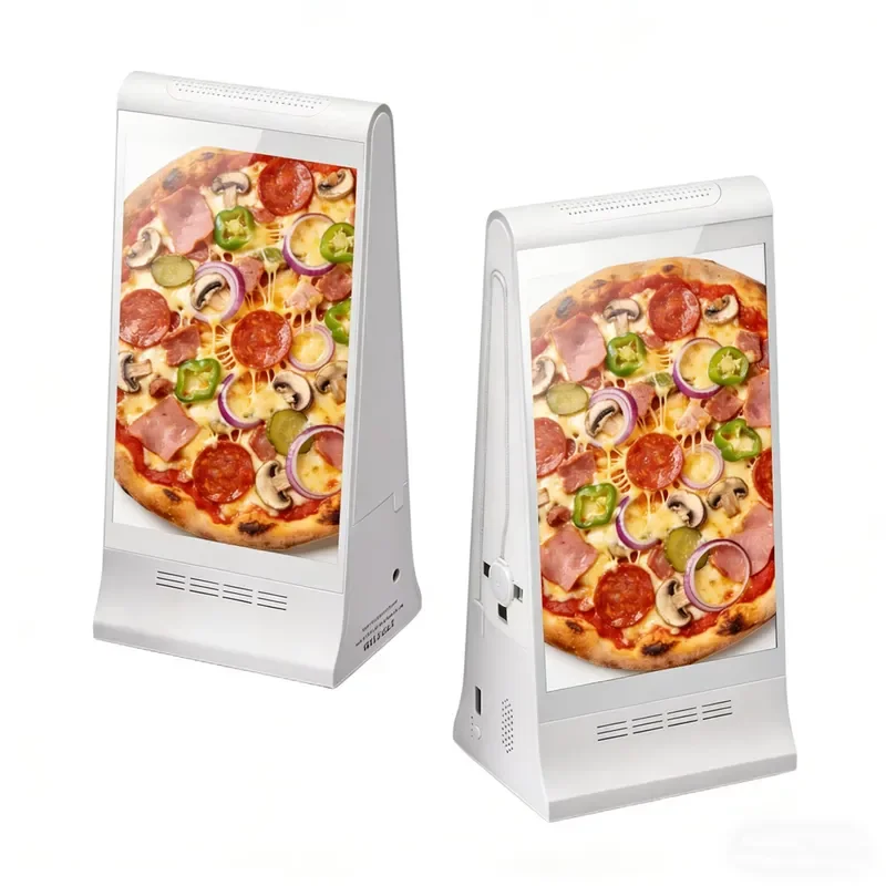 FYD-868 Tabletop Battery Powered Dual 7 Inch Touch Screen Digital Advertisement Menu Display Order Kiosk Signage Media Player