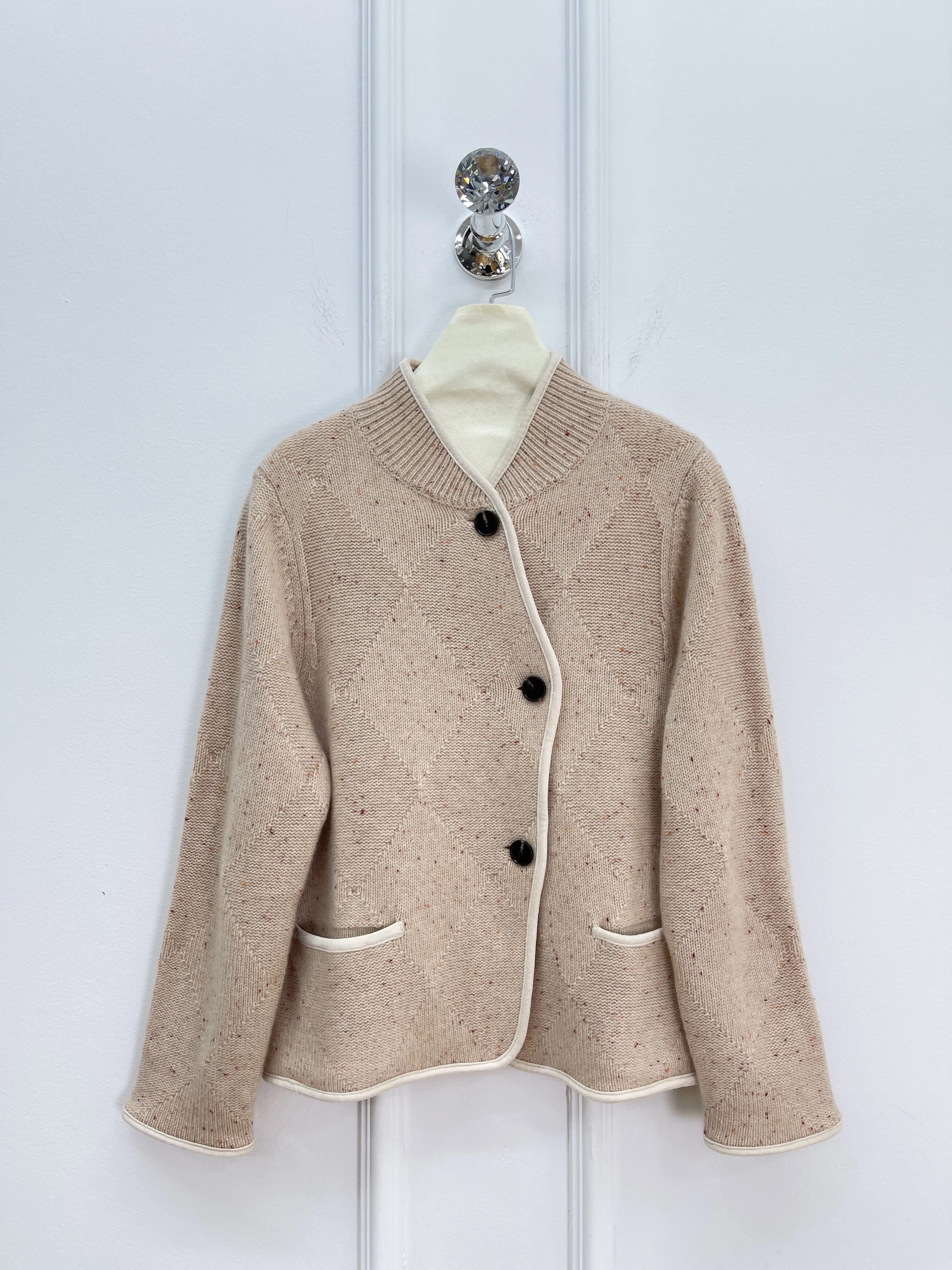 

Осенне-зимний новый высококачественный модный кашемировый кардиган из пряжи в горошек для женщин