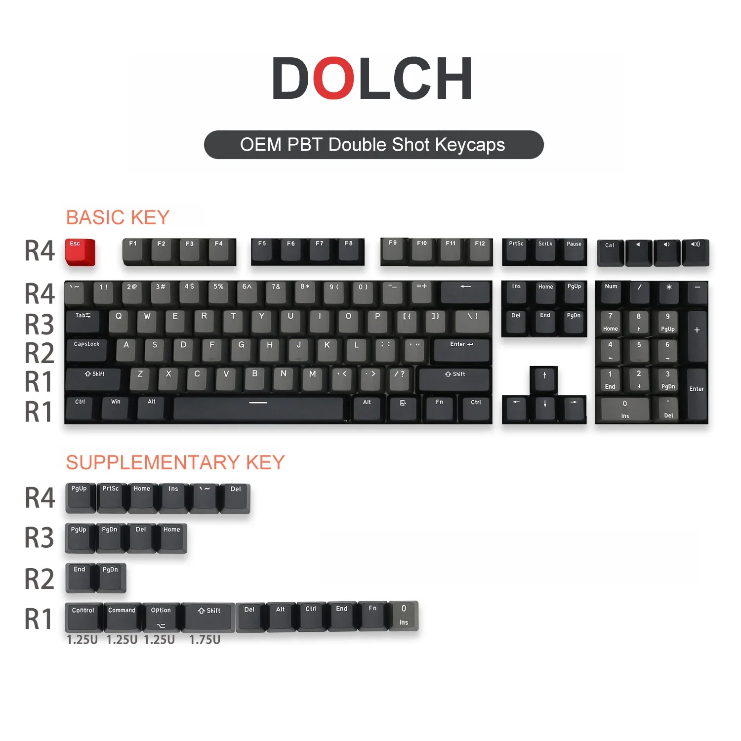 Juego de teclas de perfil OEM DIY, teclado mecánico OEM PBT, teclas de doble disparo