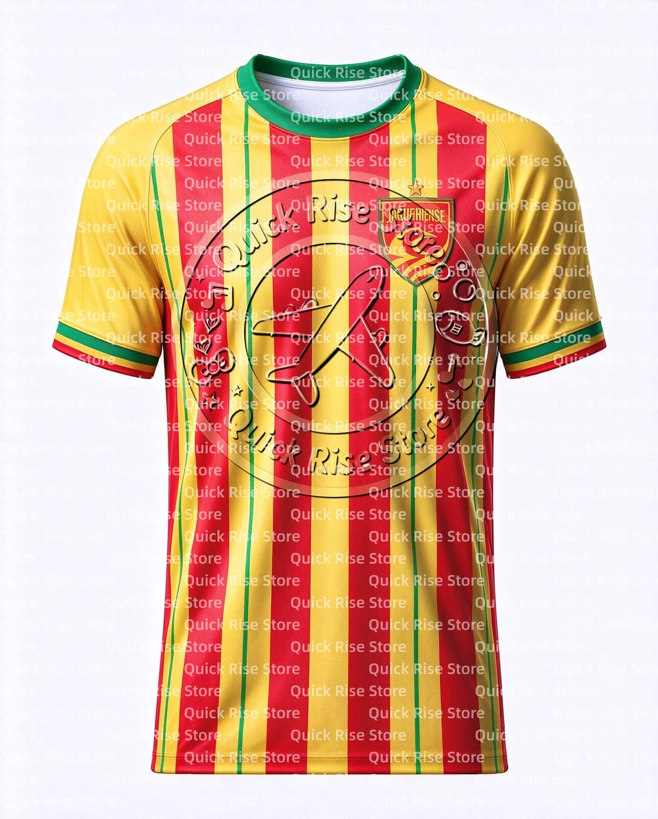 Juazeirense Home Football Jersey Red Yellow Striped Short Sleeve Soccer Shirt Men Women Kids Fan Match Uniform Quick Dry Tee