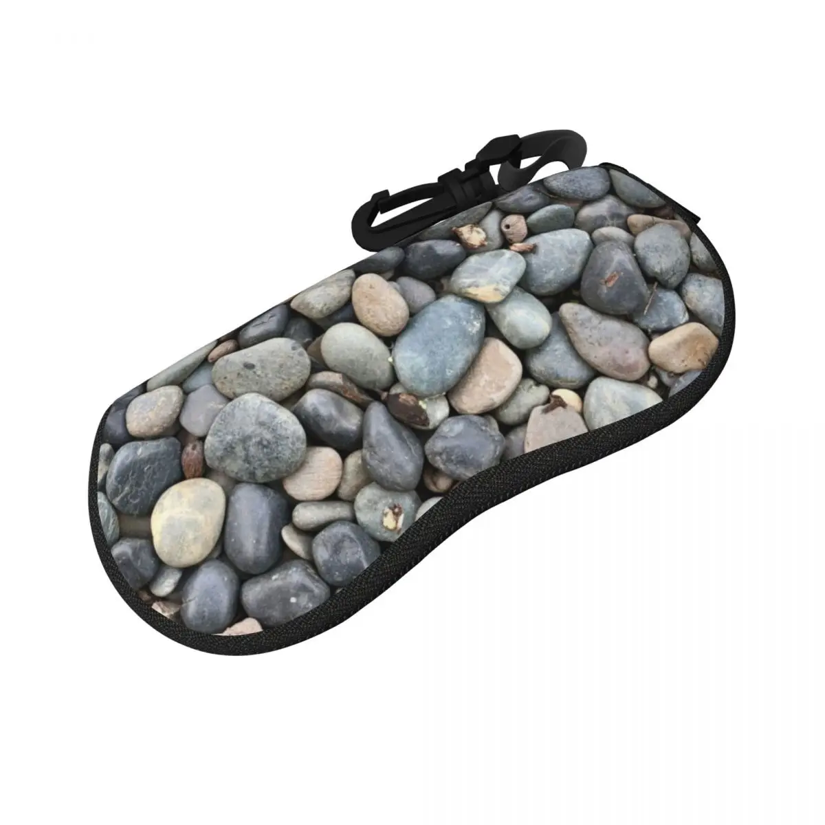 プールの近くのカラフルな小石 小石模様のシェルメガネケース ポータブルサングラスボックス 女性男性用ソフト眼鏡バッグポーチ