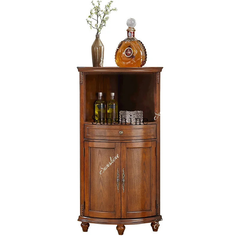 American solid wood retro dining room triangular corner cabinet simple living room bedroom sofa corner cabinet  FT