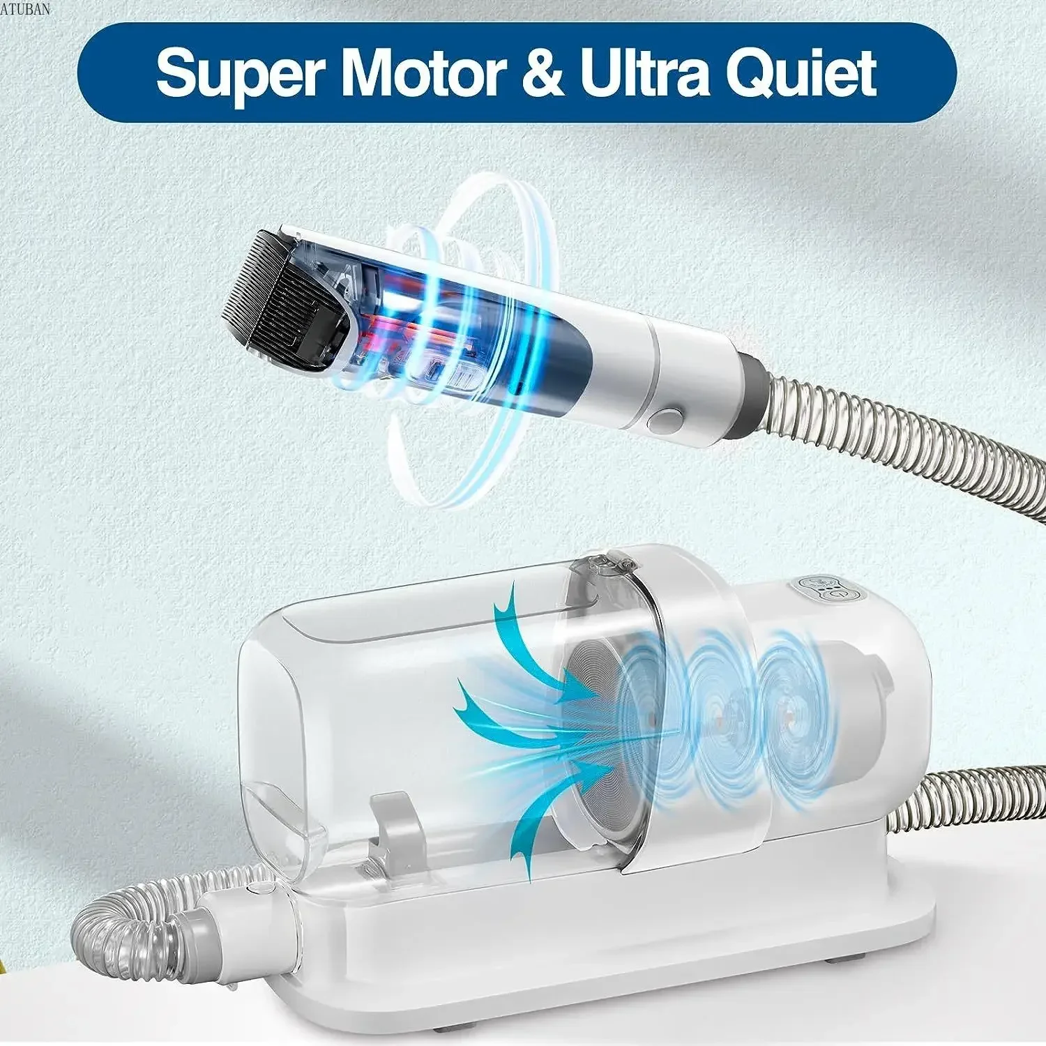 Luxury Dog Grooming Kit with 2.3L Larger Hair Dust Cup and Vacuum Brush for Pet Cleaner