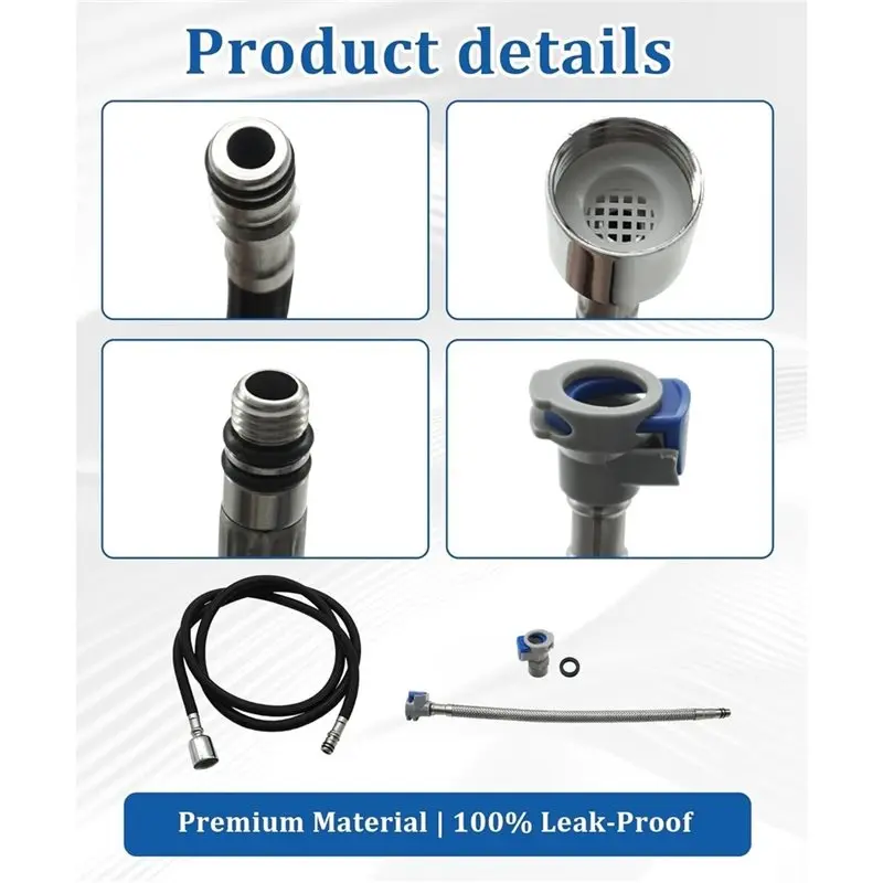 A02M-Pull Down Kitchen Faucet Hose Replacement-59 Inch Quick Connect Sprayers Head Hose, Anti-Tangle 360° Swivel