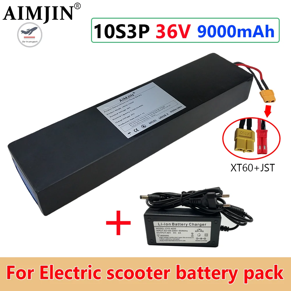 

Suitable for KUGOO S1, S2, S3 Electric Scooters 36V 10S3P 9000mAh 18650 rechargeable lithium-ion battery 500W built-in BMS