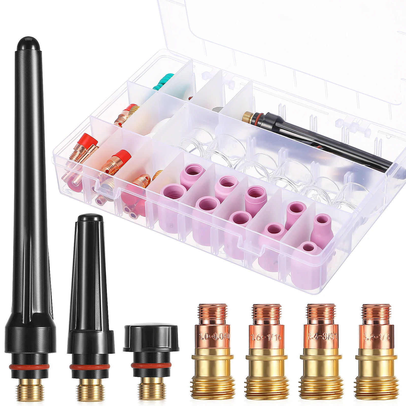 

7 s Welding Consumable Parts Set Tig Torch Kit Stubby Gas Lens Welder Cups Collets Gaskets Screen Tips Accessories