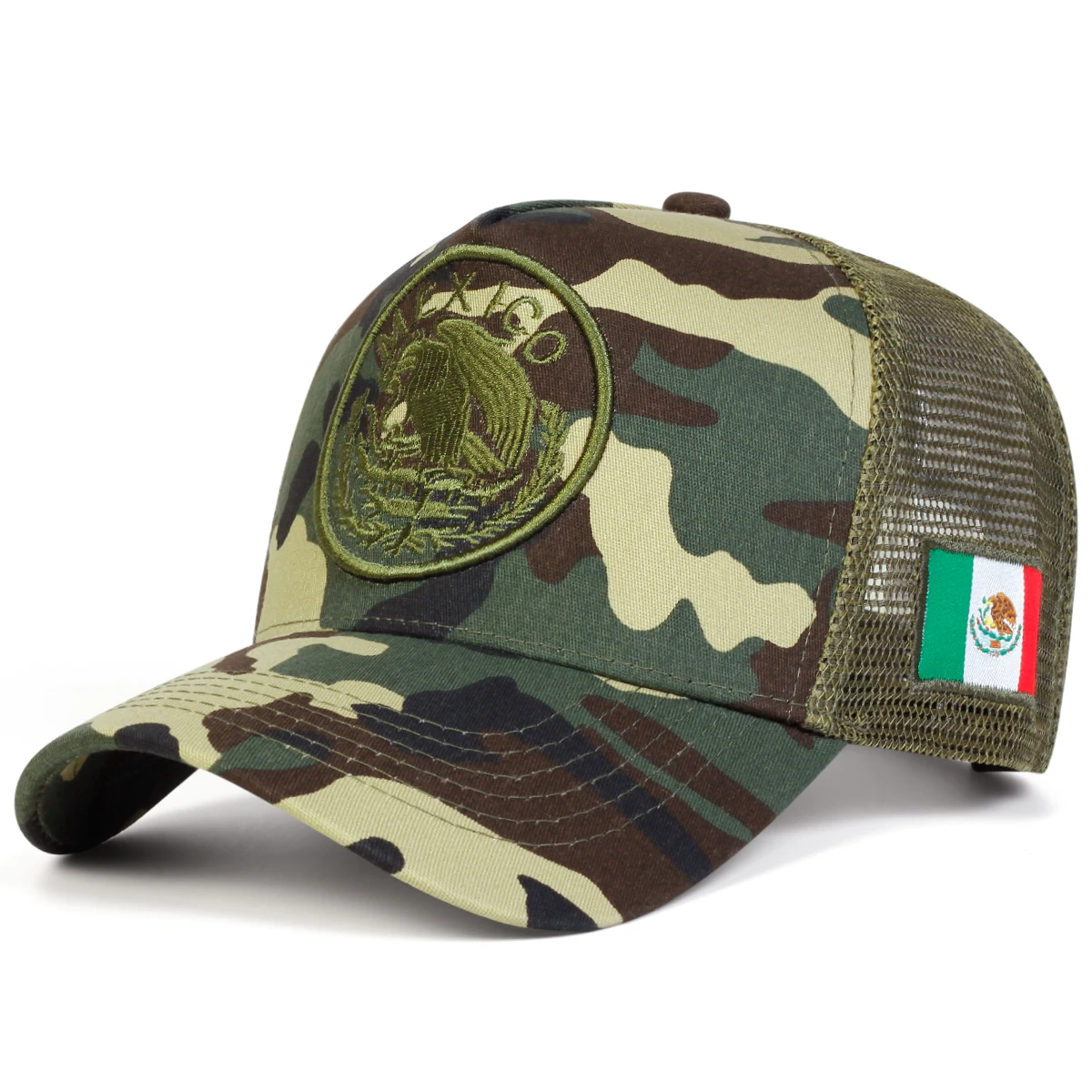 Unisex-Baseballkappen mit mexikanischer Flaggen-Stickerei, für Frühling und Sommer, Sonnenschutz, verstellbare, lässige Trucker-Hüte – Detail 10