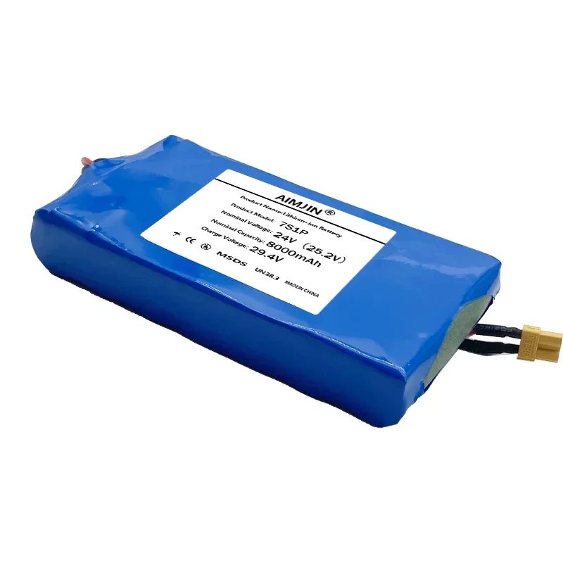 

8000mAh 7S1P 25.2V 24V 18650 Li-ion Battery Pack with BMS,For Monitoring Speaker Small Electric Unicycle Rechargeable Battery