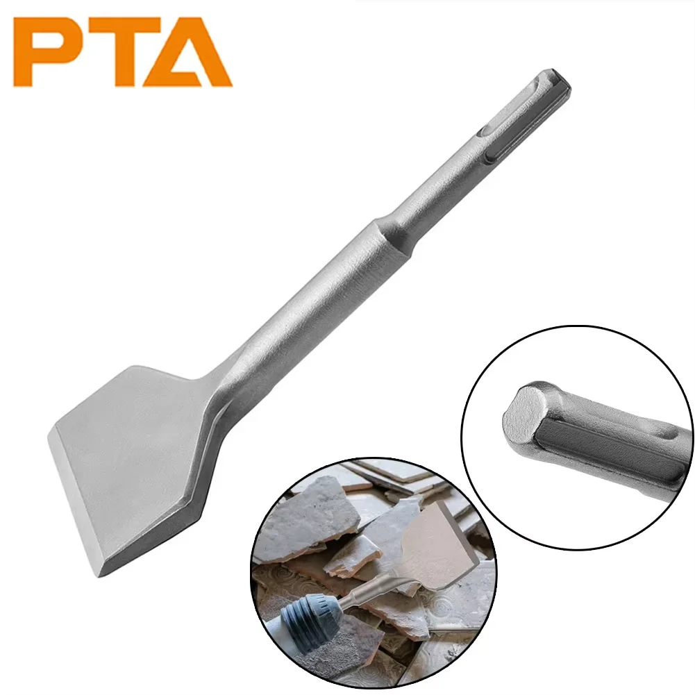 SDS Plus Tile Removal Chisel Bit, 75mm Wide 15 Degree Cranked Head Flat Blade for Mortar Adhesive Paint Removal