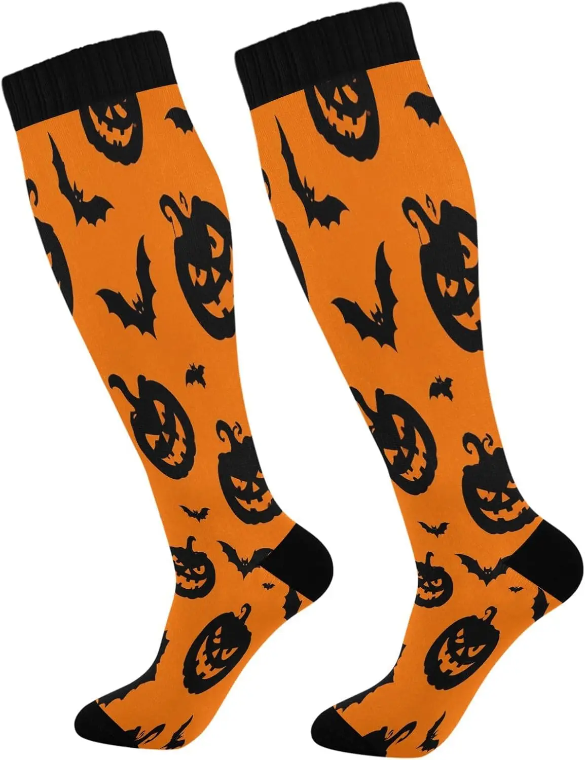 Spooky Pumpkins Compression Socks for Women Men 20-30mmHg Knee High Athletic Stockings, Running Cycling Sport