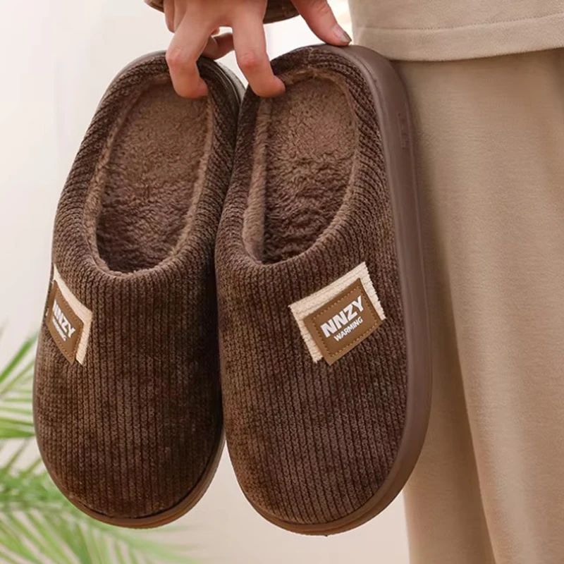 House Fluffy Floor Slipper Men Winter Plush Grip Soft Indoor Home Hairy Cotton Shoe Flat Platform Warm Female Male Big Plus Size