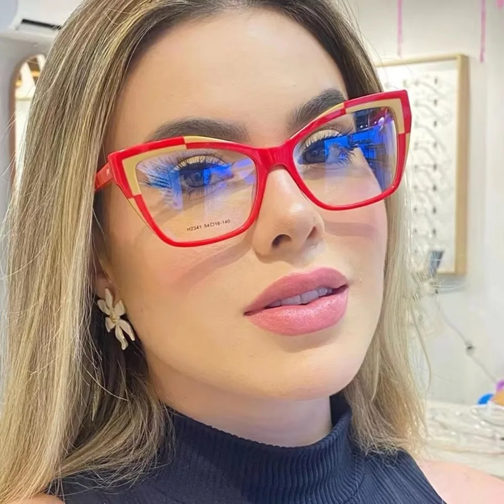 

New Oversized Cat Eye Glasses Ultralight Anti-UV Anti Blue Light Glasses Computer Spectacles Women Eyewear