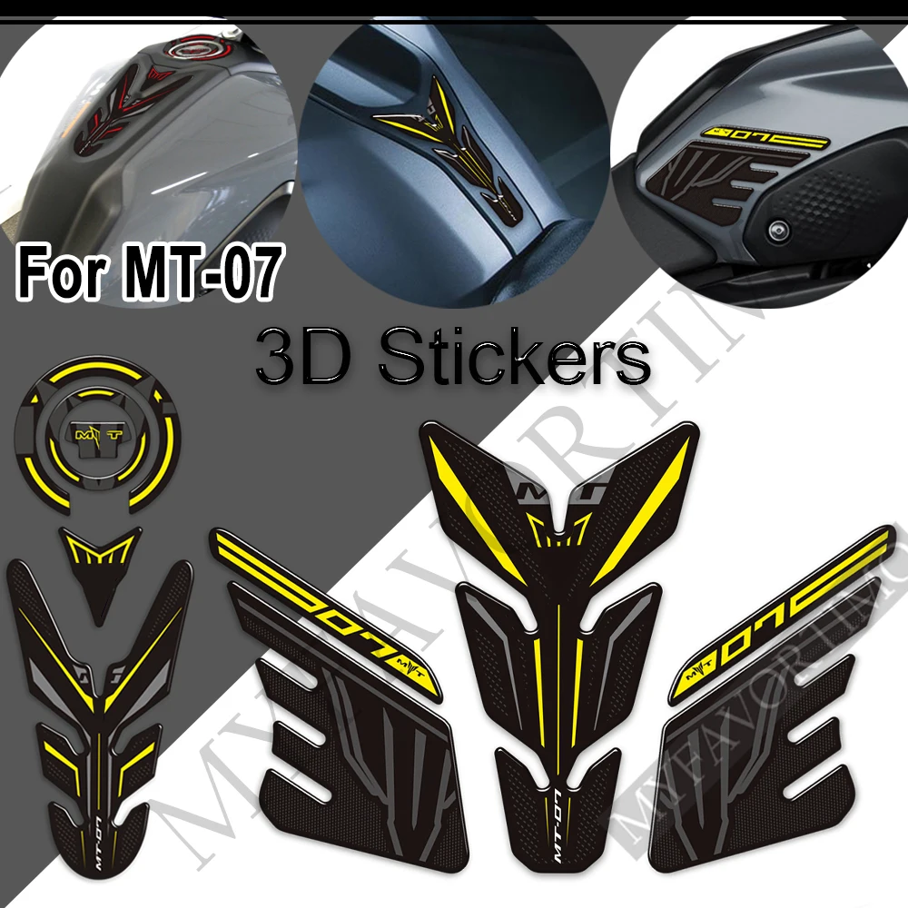 For Yamaha MT-07 MT07 MT-07 SP 3D Motorcycle Tank Grips Pads Knee Guard Protector Anti-Slip Epoxy Resin Decals Kit 2021 2022
