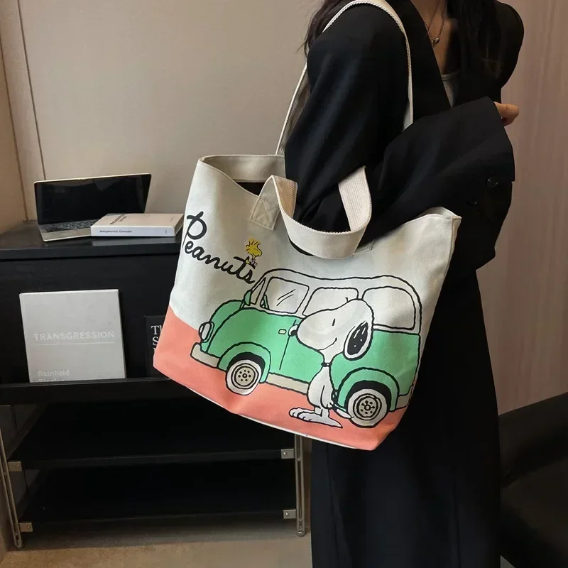 

Snoopy Summer New Canvas Shoulder Bag Women's Large Capacity Women's tote Han Art Shopping Bag handbag