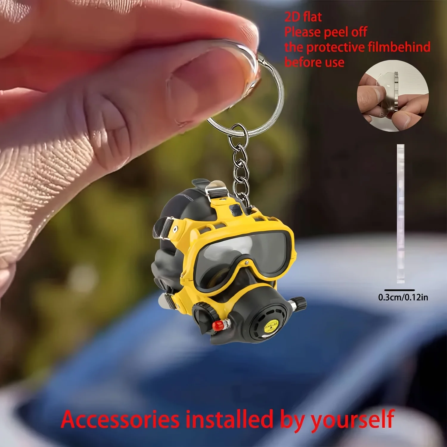 2D Diving Mask Acrylic Keychain Creative Pendant Birthday Party Present Gift for Friends Home Holiday Backpack wallet Decoration