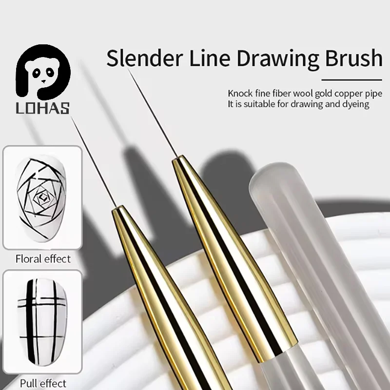 5Pcs Acrylic Nail Art Brushes for Manicure Gel White Handle Drawing Dotting Stripe Pattern DIY Creative Craft Nail Art Pen