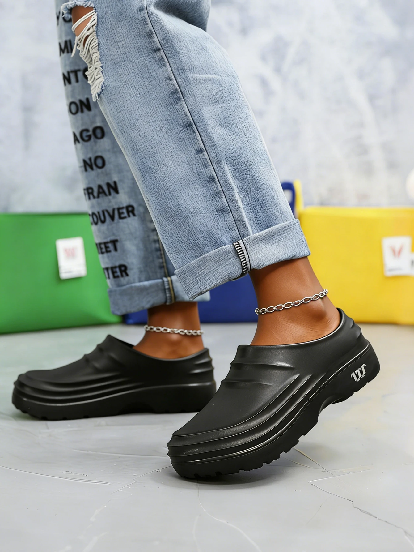 Damen Allwetter-Freizeitschuhe, schlichte, einfarbige EVA-Slipper mit geschlossener Zehenpartie, Anti-Kick- und Anti-Splash-Funktion, Angelschuhe, Strandschuhe – Detail 2