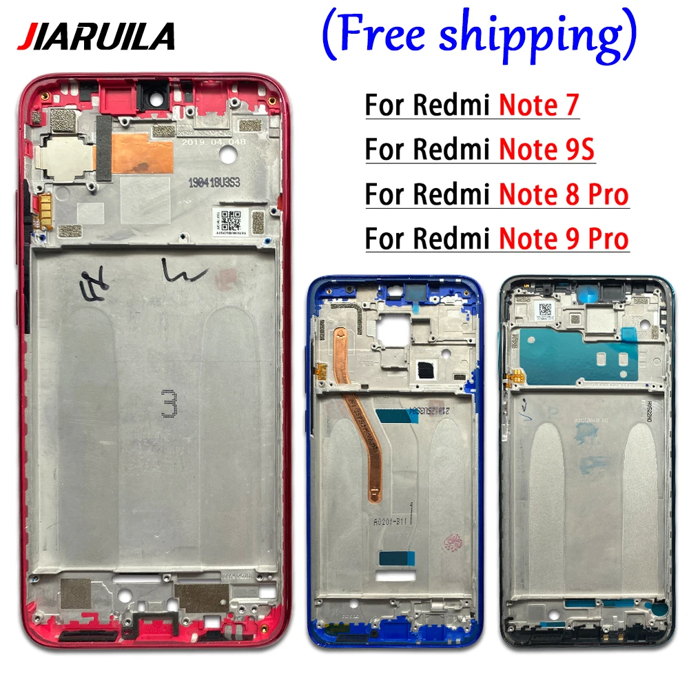 NEW Front Housing Middle Frame LCD Frame Screen Bezel Cover Holder Replacement Parts For Xiaomi Redmi Note 7 8 Pro 9S 9 Pro