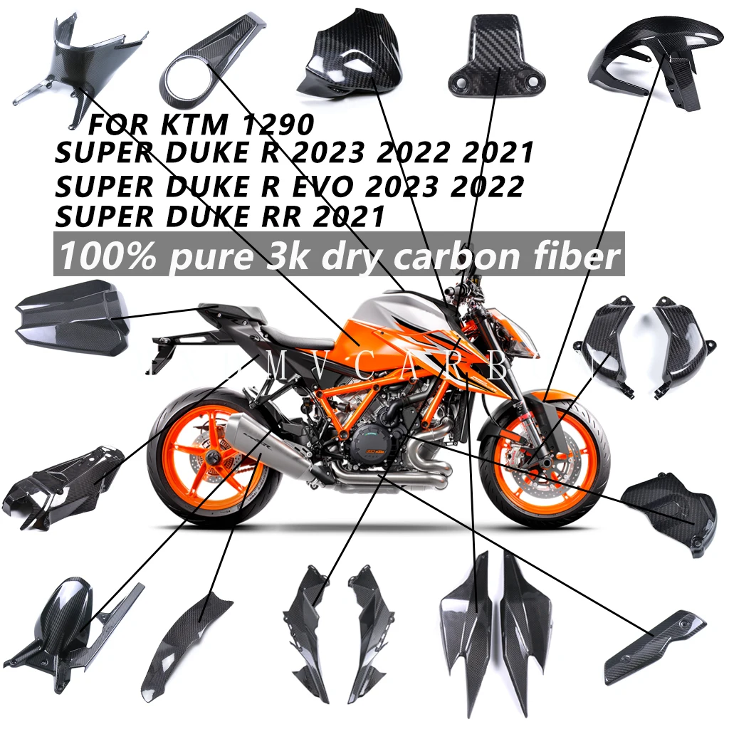 

100% 3K Pure Carbon Fiber Motorcycle For KTM 1290 Super Duke R EVO RR 2023 2022 2021 2020 Fender Side Panel Fairing Kit Winglets