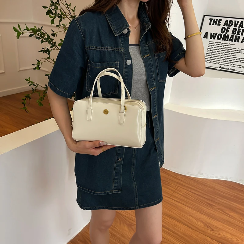 Small  PU Leather Crossbody Bags with Short Handle for Women 2024 Summer Korean Fashion Shoulder Bags Lady Handbags and Purses