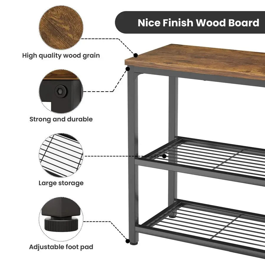 Small Console Table, Sofa Table with Double Mesh Shelves, Industrial Entryway Table for Entryway, Hallway, Foyer, Front Hall, S