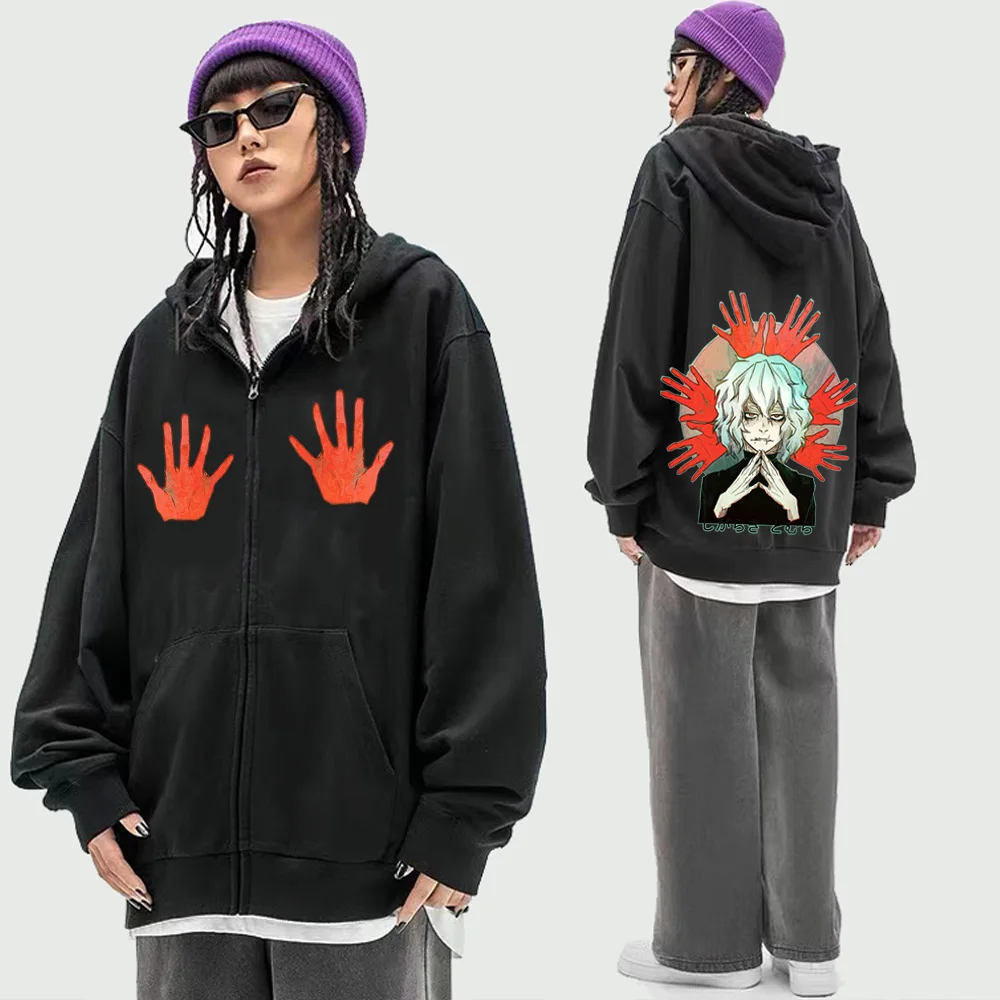 My Hero Academia Men Women Zipper Hoodies Anime Manga Cartoon Shigaraki Tomura Black Warm Winter Oversized Zipper Jacket Coat