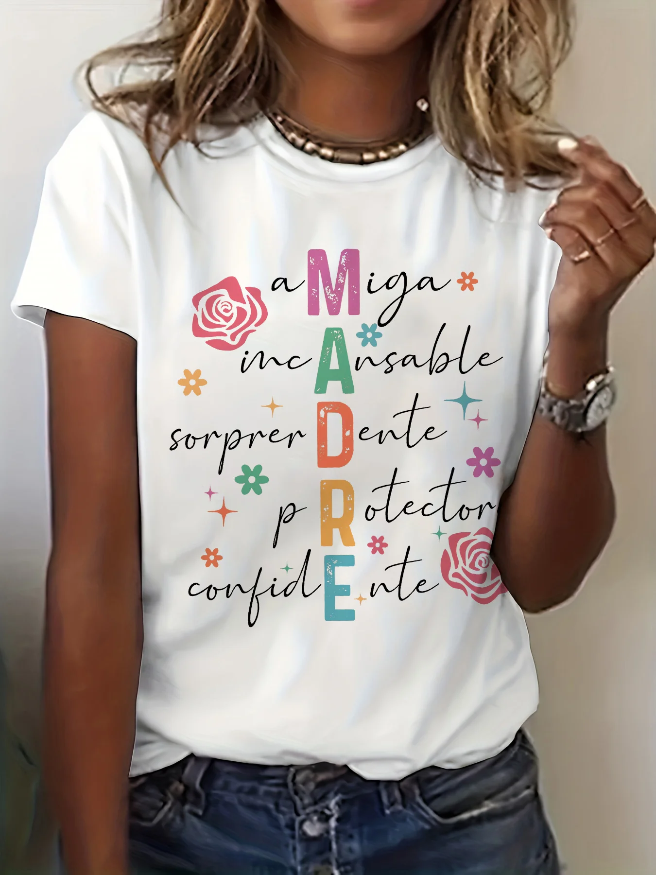 Summer Clothing In Spanish - Camiseta Feminina de Manga Curta com