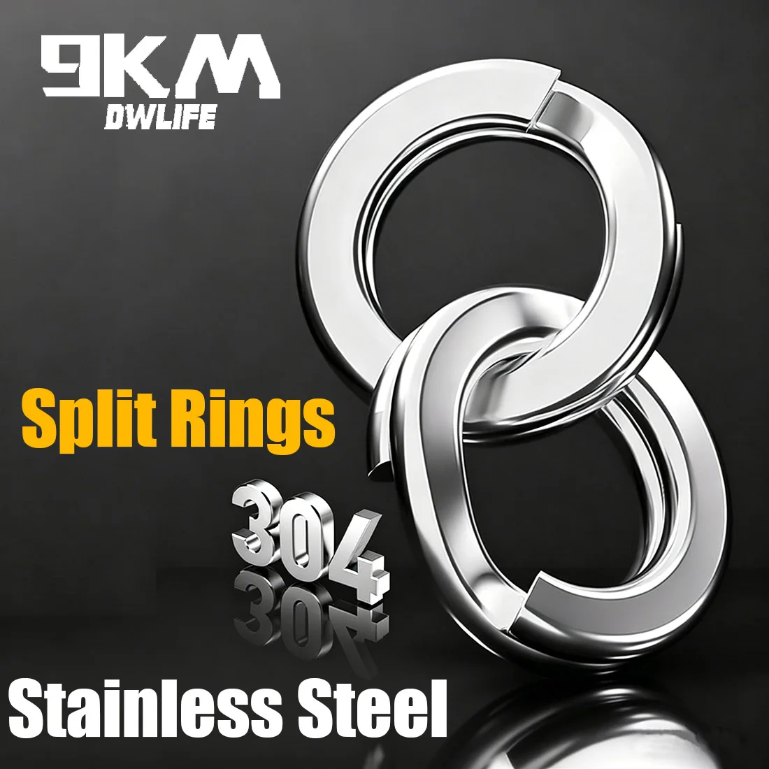 9KM Fishing Split Rings 50pcs 304 Stainless Steel Lure Ring Heavy Duty Connector Hyper Wire Flattened Ring Saltwater Freshwater