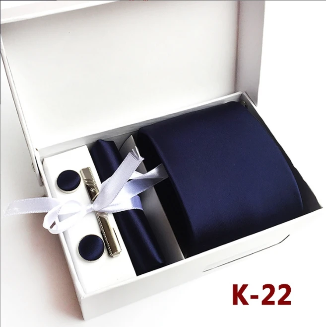 Caja de regalo blanca de GUSLESON, conjunto de corbata de alta calidad, conjunto de corbata, gemelos, Clip de corbata para fiesta de boda, regalos para hombres