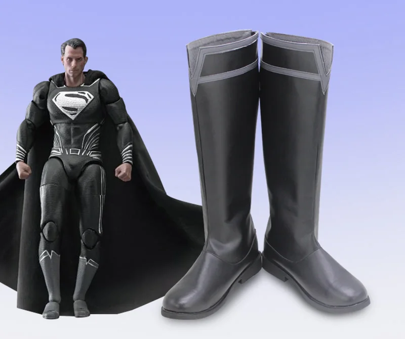 

Superhero Legacy Black Clark Kent Cosplay Shoes Boots Adult Man Boys Black Boots Carnival Halloween