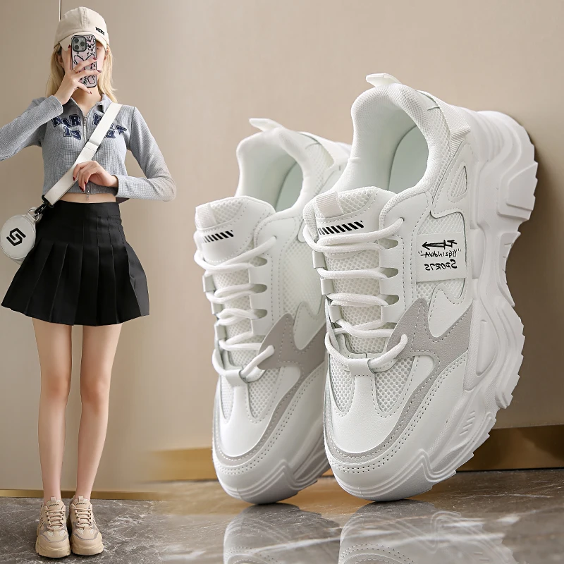 

Women Shoes 2025 New Autumn Trendy Brand Torre Female Thick Sole Increased Casual Flow Reflective Sports Running Trendy Shoes