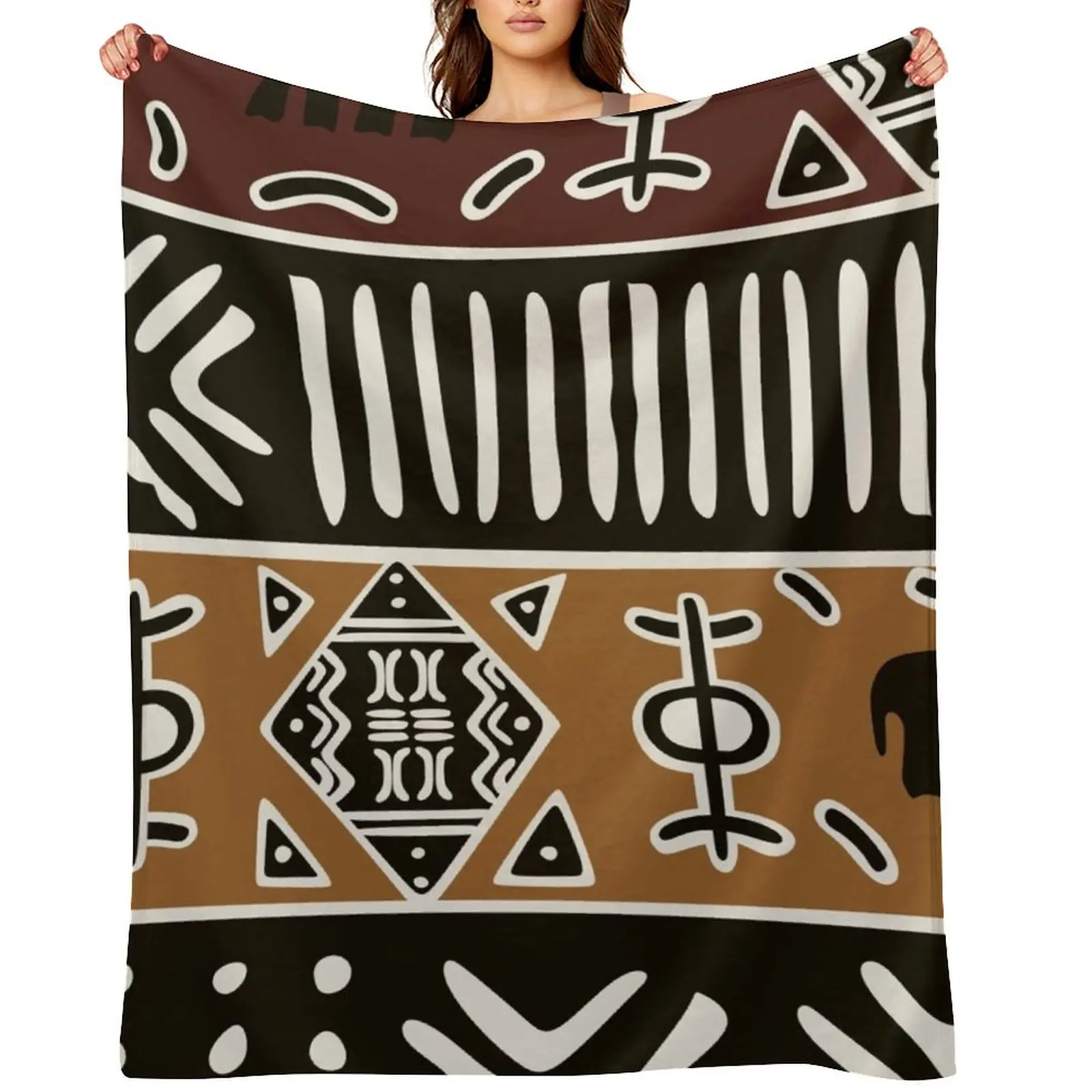 

African mud cloth with elephants Throw Blanket Luxury St Luxury Throw Bed covers Blankets