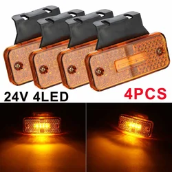 2/4Pcs Trailer Clearance Lights Truck Side Marker LED Light Tractor Lorry Tail Lamp With Bracket Red Amber White 24V Lighting
