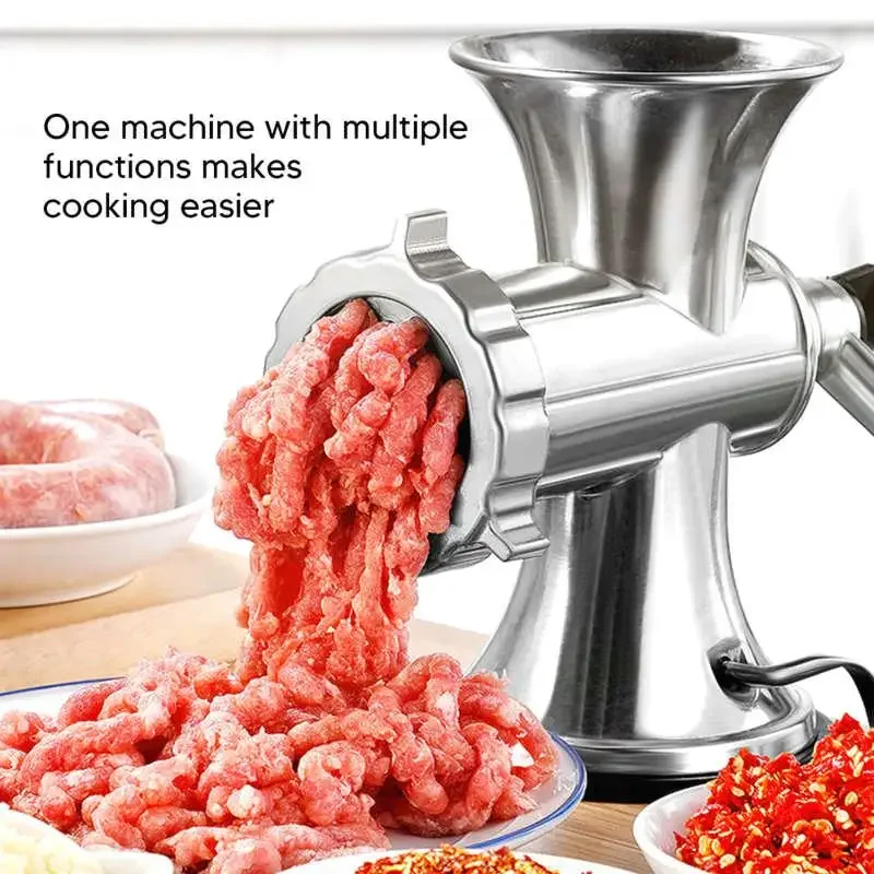 Silver Manual Meat Grinder - Suction Cup Type Mincing Machine | Aluminum Alloy Sausage Filling   Kitchen