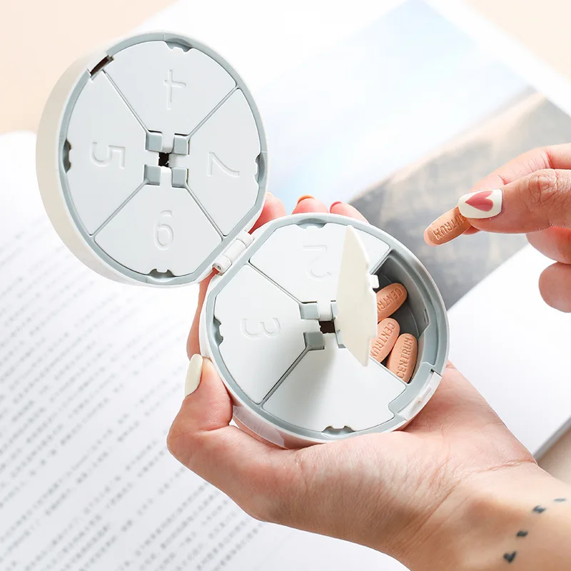 

Pill Cutter Box for Precise Cutting, Double-layer Portable Pill Cases with 7Compartments for Travel Pills Vitamin Tablet Storage