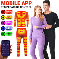 Heated Underwear Winter Fleece Thermal Underwear USB Battery Powered Smart Phone APP Control Temperature Motorcycle Jacket Suit