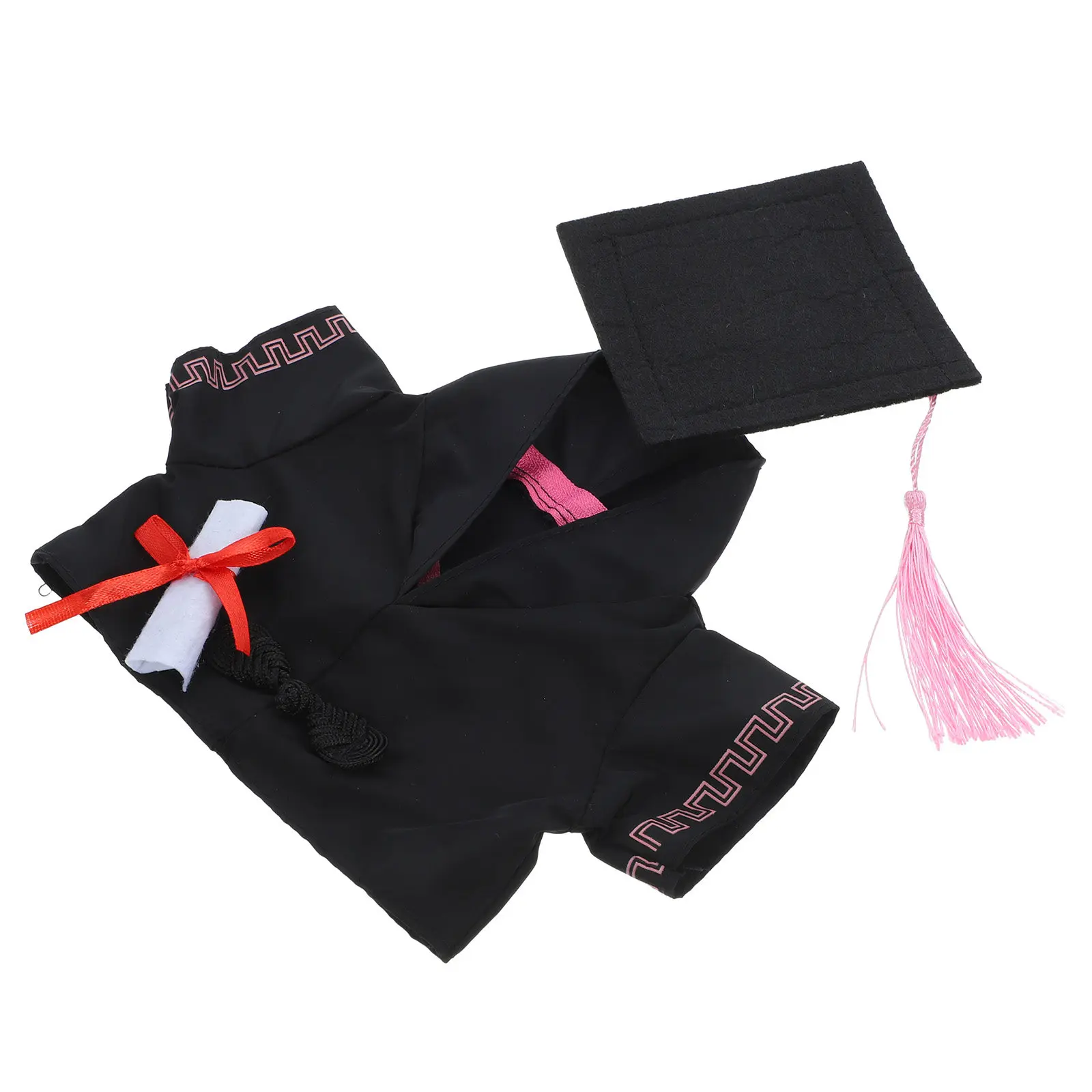 

1Set Lovely Graduation Bear Clothes Replacement Set Graduation Gown Hat Tassel Collar Certificate Gift Stuffed Clothes