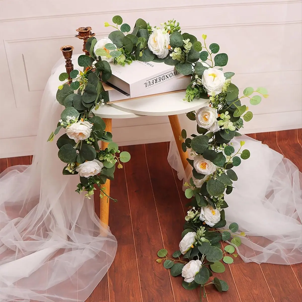 ✱Eucalyptus Garland and Flower Hanging Artificial Eucalyptus Leaf Greenery for Wedding Backdrop Arch
