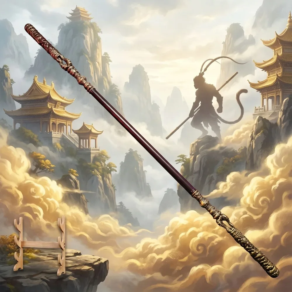Monkey King 180cm 70in Long Staff Rod Plastic Katana Sword Sabre Blade Safe Unsharpened Decorative Cosplay Display Photo Prop