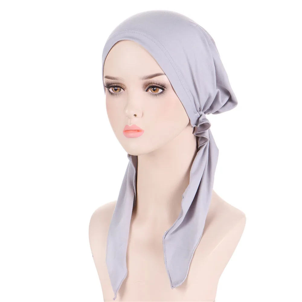 Nieuwe Moslim Innerlijke Hijab Tulband Vrouwen Pre-Tied Cap Lange Staart Hoofddoek Wrap Mutsen Bonnet Hoofddoek Stretch Hoofddeksels ninja Hoed