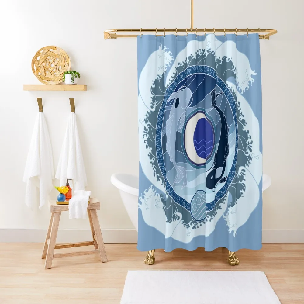 

Tui and La, Moon and Ocean Shower Curtain Elegant Bathroom Anime Bathroom Anime Shower Curtain
