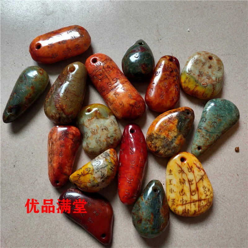 Jewelry Antique Distressed Xiuyan Jade Rough Diamond Craft Lettering with Shape Hand Pieces Hand Grip Inscription Crafts Jade