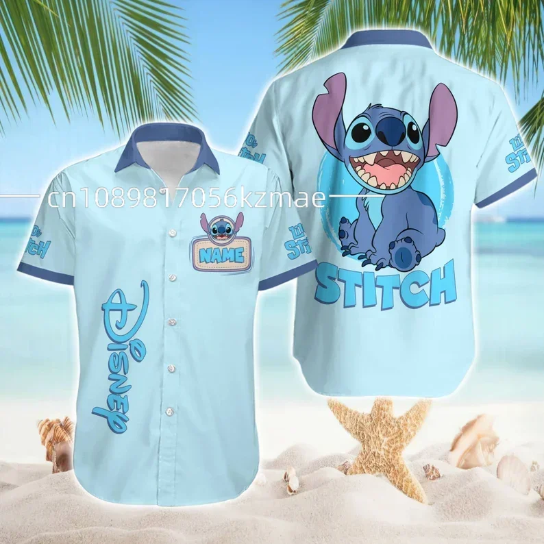 Disney Stitch Hawaiian Shirts Summer Fashion Short Sleeve Shirts Men Women Casual Beach Shirts Disney Hawaiian Shirts