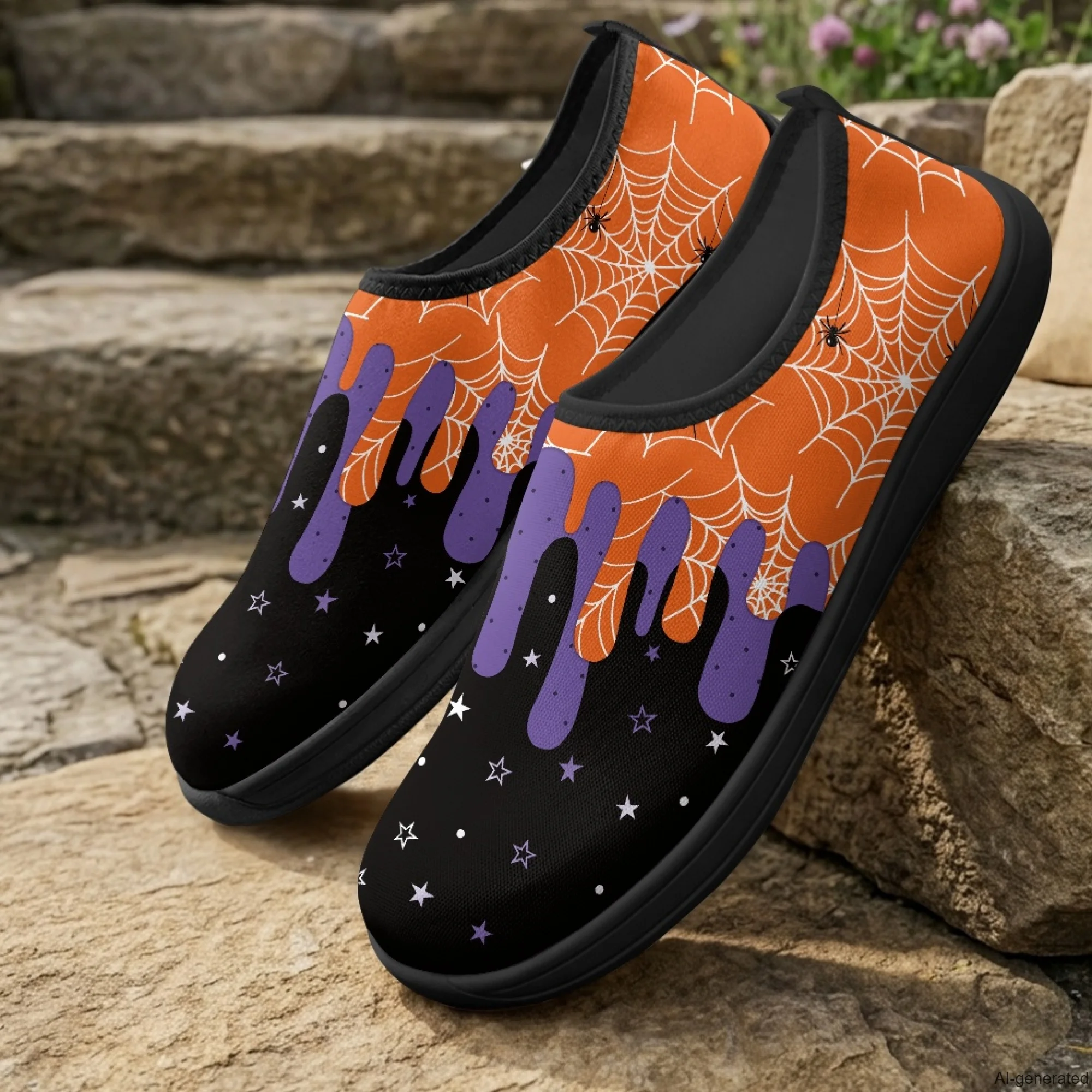 XIXIRIMIDO Slip-on Wide-toed Shoes Men's Breathable Mesh Shoes Spider Web Print Women Sneakers Man Shoes Tenis Feminino 36-46