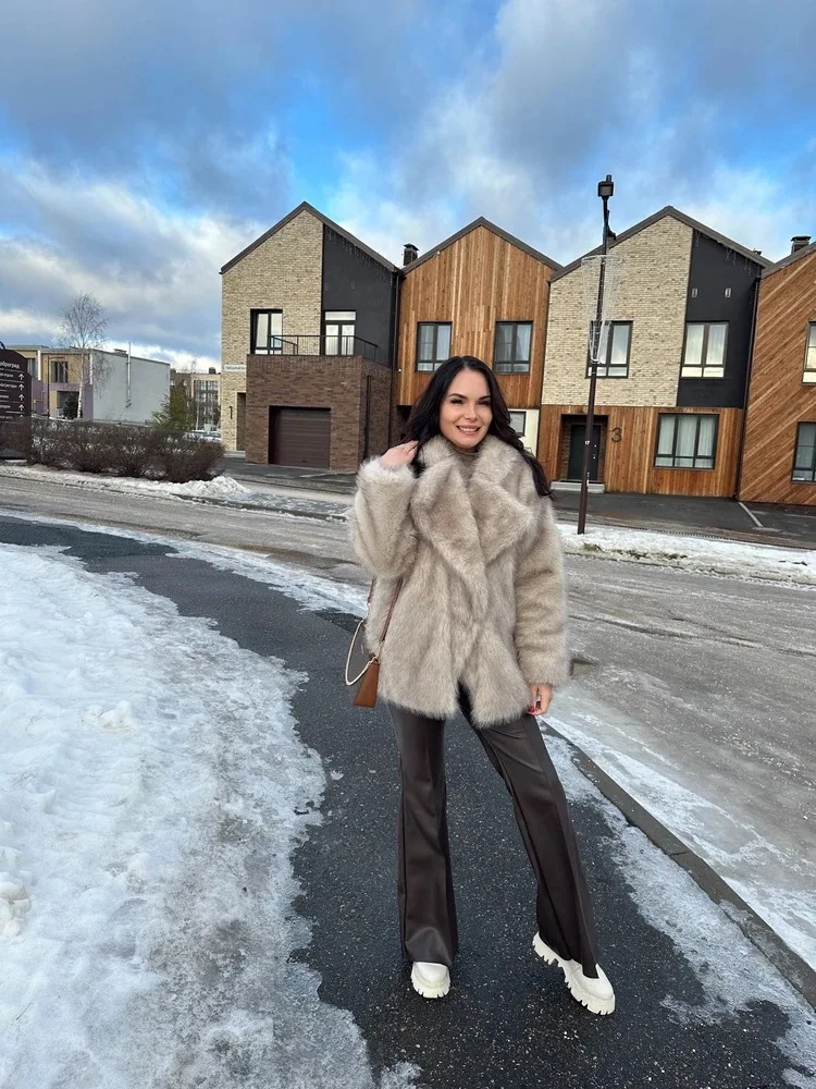 Dwustronny, puszysty płaszcz z futra, puszysty płaszcz z futra z farbowanymi końcówkami, zimowy płaszcz z futra, luźny, ciepły płaszcz z futra lisa.