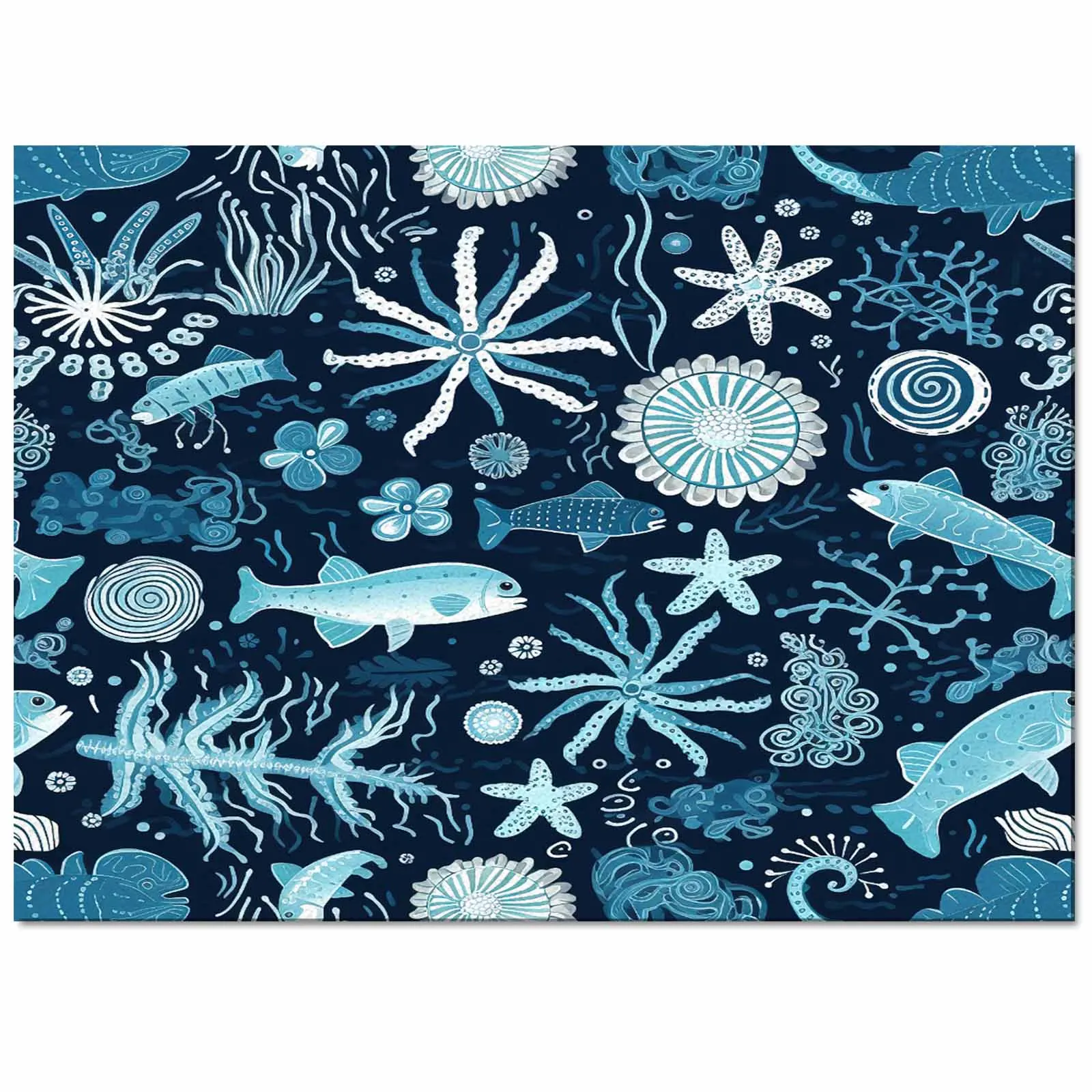 Abstract Fish Aquatic Plants Coral Ocean Living Room Floor Mat Children's Bedroom Bedside Carpet Kitchen Door