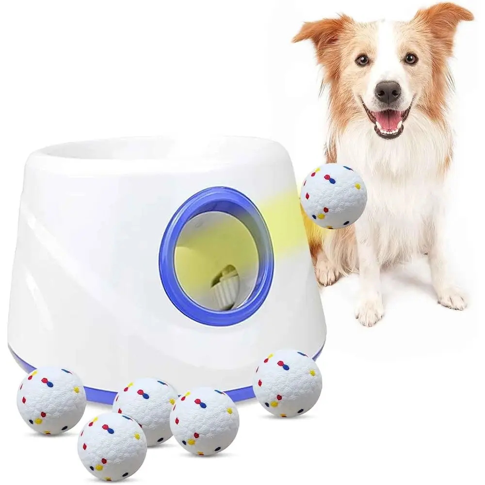 

Adjustable Dog Ball Launcher for 20-45ft Throws, 6 Soft ETPU Balls, Ideal for Small/Medium Dogs, Indoor & Outdoor Play