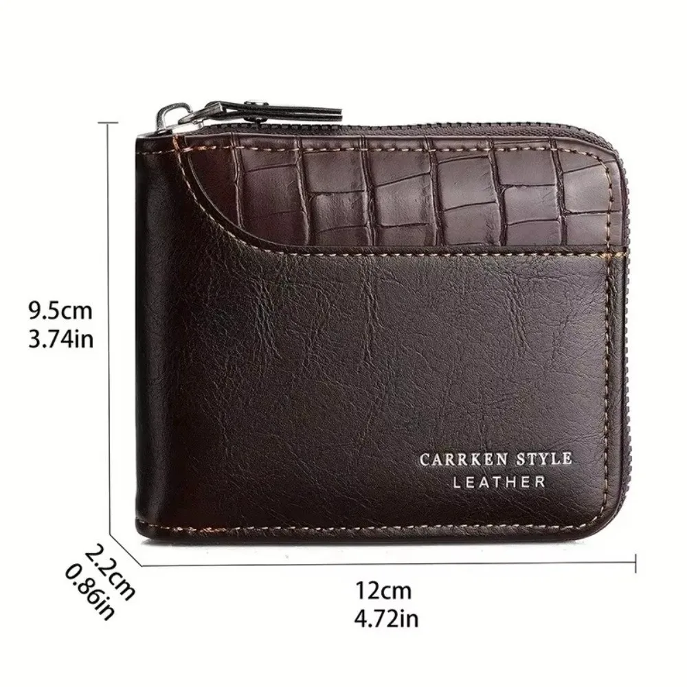 New PU Leather Men’s Wallet Zipper Luxury Mens Purse with Coin Pocket Money Bag Card Holders Male Gifts